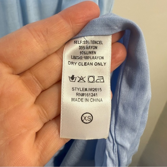 J. Marie Collection Ryan Baby Blue Embroidered Flutter Sleeve Sun Dress Size XS - Picture 7 of 10